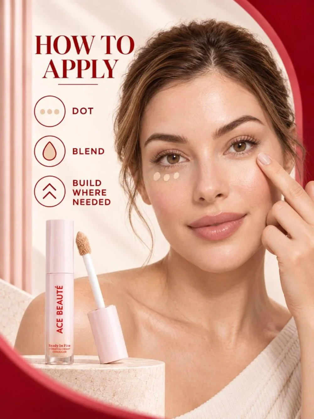 ACE BEAUTÉ Ready In Five Hydrating Creamy Concealer F2 Full Size NIB